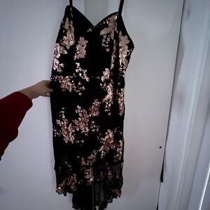 Elegant Black and Rose Gold Sequin Dress